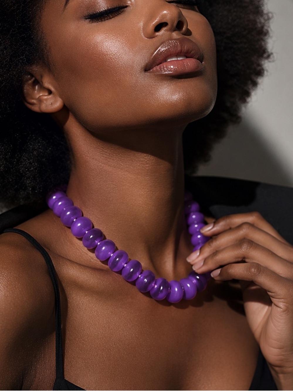 Chunky Purple Beaded Statement Necklace - Women Jewelry